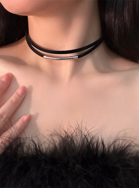 美宣雅金属双层黑色项链女