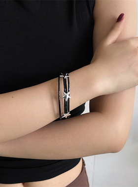 欧美朋克风y2k辣妹皮质星星手链