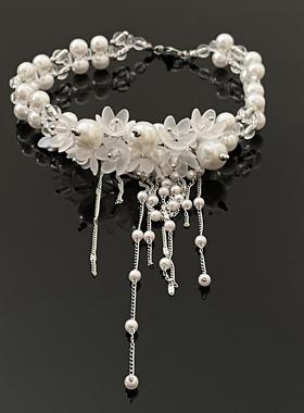 流苏串珠花朵项链项圈