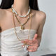 French vintage multi-layered pearl clavicle chain