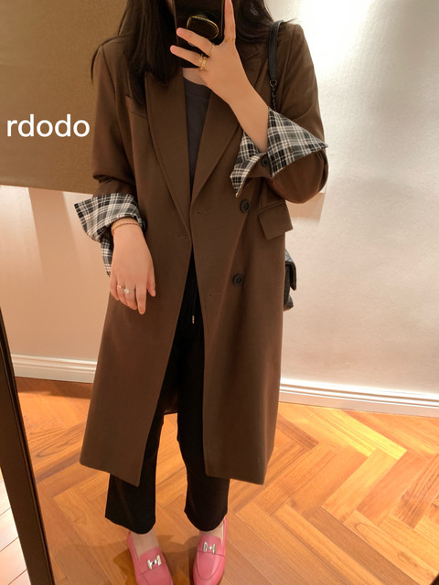Rdodo's own classic commuter Italian imported fabric minimalist shoulder suit style mid-length windbreaker jacket