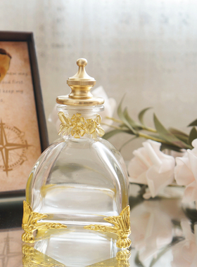 墨水瓶复古铜鎏金玻璃瓶羽毛蘸水笔插西洋宫廷美物书法摆件欧式