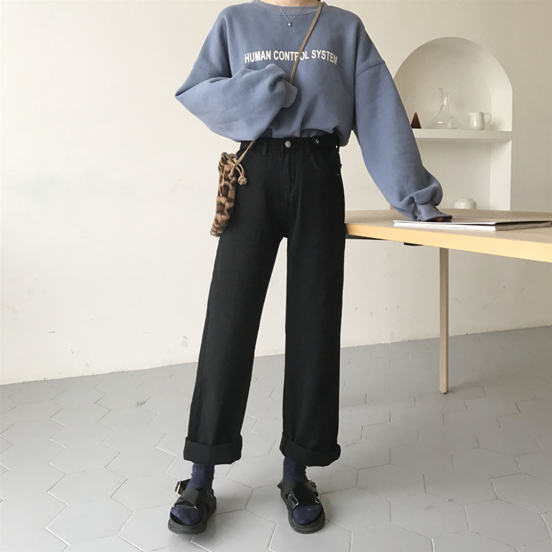 haoall旗舰店夏季薄款高腰牛仔阔腿裤女宽松显瘦垂感新款直筒泫雅老爹裤子2