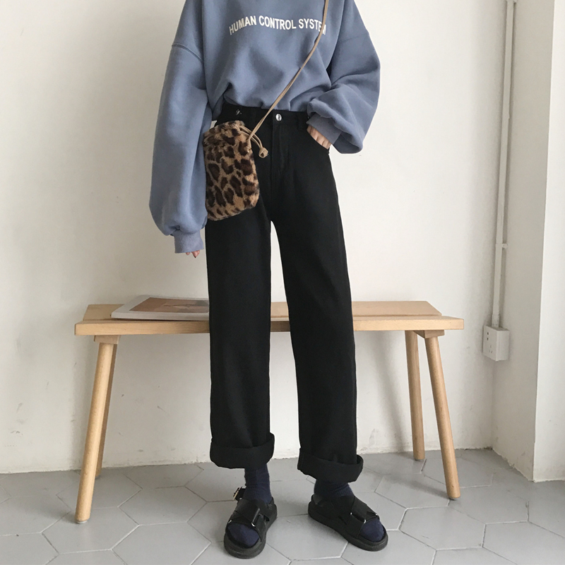 haoall旗舰店夏季薄款高腰牛仔阔腿裤女宽松显瘦垂感新款直筒泫雅老爹裤子3