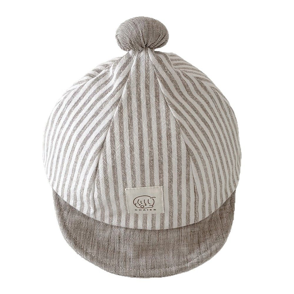 韩国宝宝帽子春秋新款ins球球条纹鸭舌帽小童婴儿防晒儿童遮阳帽,淘宝优惠券,粉丝福利购,淘宝优惠卷