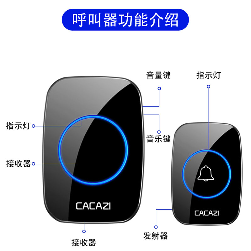 无线门铃家用直流电全用电池不插电远距离老人呼叫器移动无线门钟 - 图1