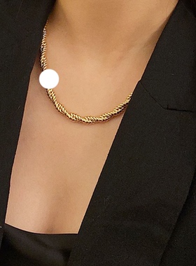 高级感百搭粗麻烦项链