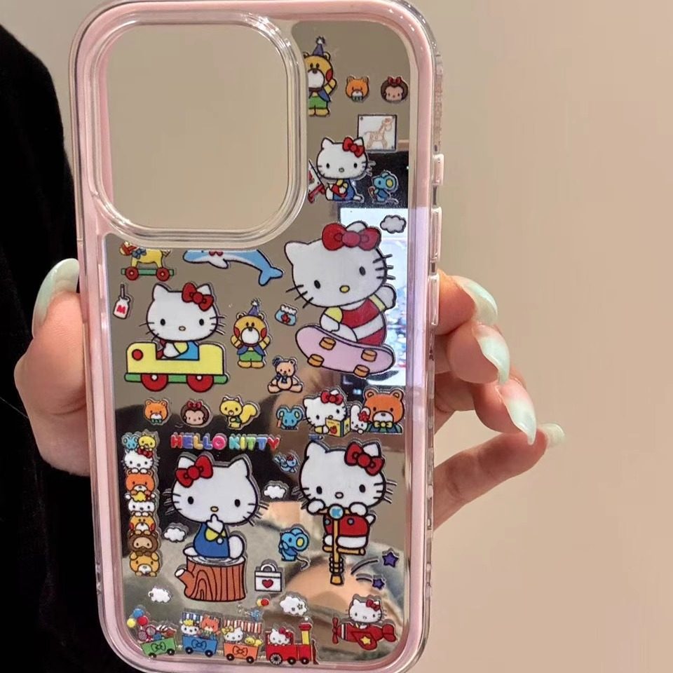 镜面杂货店浇花滑板猫咪适用iphone16promax苹果15p手机壳新款14p,淘宝优惠券,粉丝福利购,淘宝优惠卷