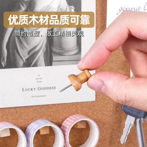 木质图钉大头针按钉图钉毛毡墙钉子配件大头钉工字钉固定针按钉照片墙装饰扎针小图钉美观挂钩图书钉办公B1 - 图1