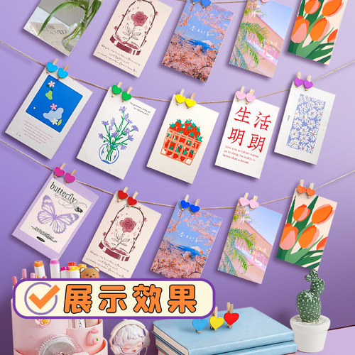 彩色照片夹木夹子拍立得挂照片墙装饰夹作品展示夹小夹子木质固定夹相册卡片明信片挂画可爱小夹子幼儿园小号 - 图1