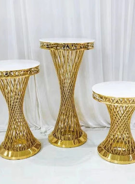 新款甜品台婚庆道具路引金色铁艺