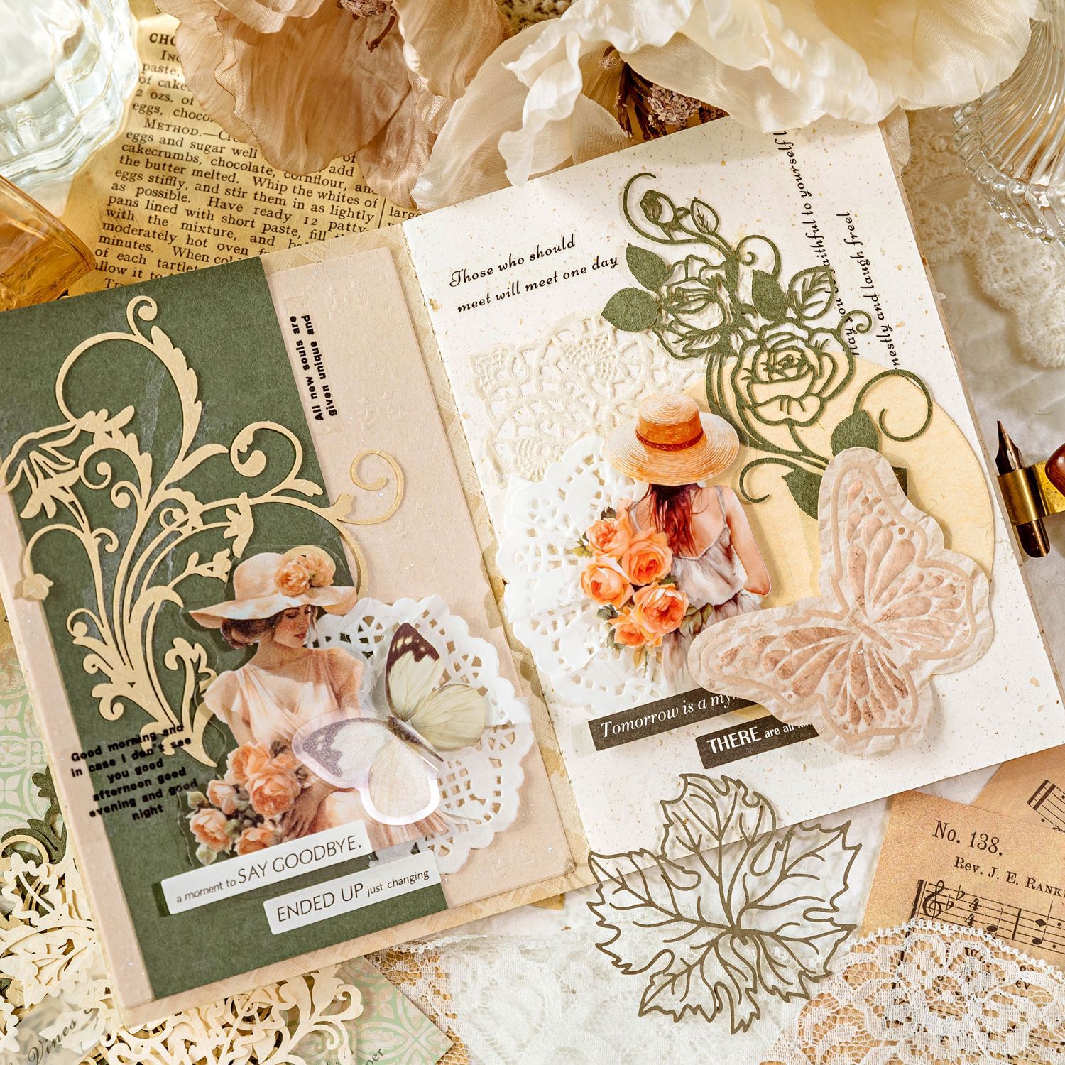 Momo Hollow Lace Paper Flowers and Leaves Series