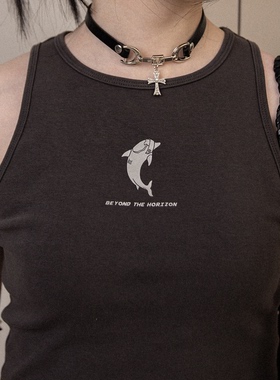 亚文化朋克风蝴蝶十字架皮质项圈