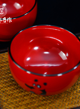 成都熊猫漆碗四川非遗手工制作