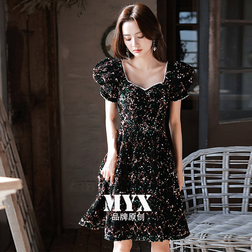 法式洋装小晚礼服女冬2026新款气质高端时尚轻奢高级感宴会连衣裙 - 图1