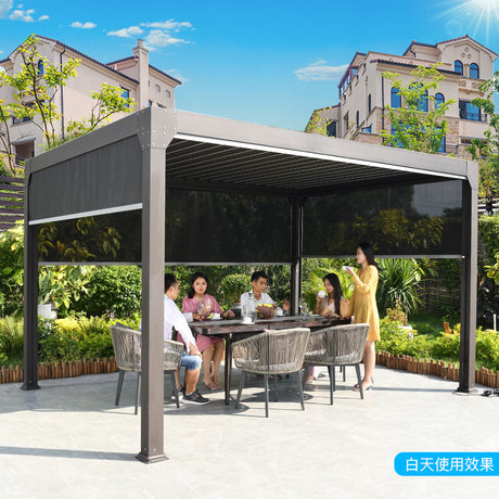 Mojia Outdoor Electric Pavilion Automatic Retractable Shutter Pavilion Terrace Garden Sun Room Aluminum Alloy Awning Mojia Outdoor Electric Pavilion Automatic Retractable Shutter Pavilion Terrace Garden Sun Room Aluminum Alloy Awning