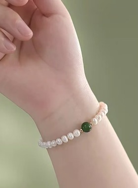 小红书新款青黛珍珠手链高级感百搭闺蜜手镯国潮手串汉服配饰手链