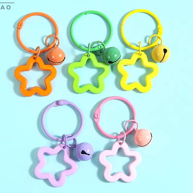 卡通钥匙扣彩色亚克力铃铛饰品挂饰多巴胺学生挂件包包小学生礼物