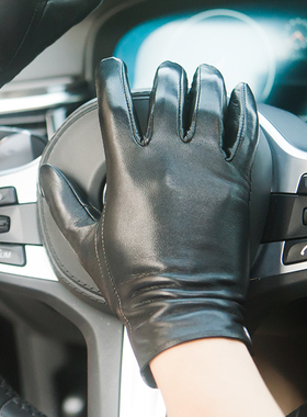 高品质羊皮男士薄款加绒保暖手套