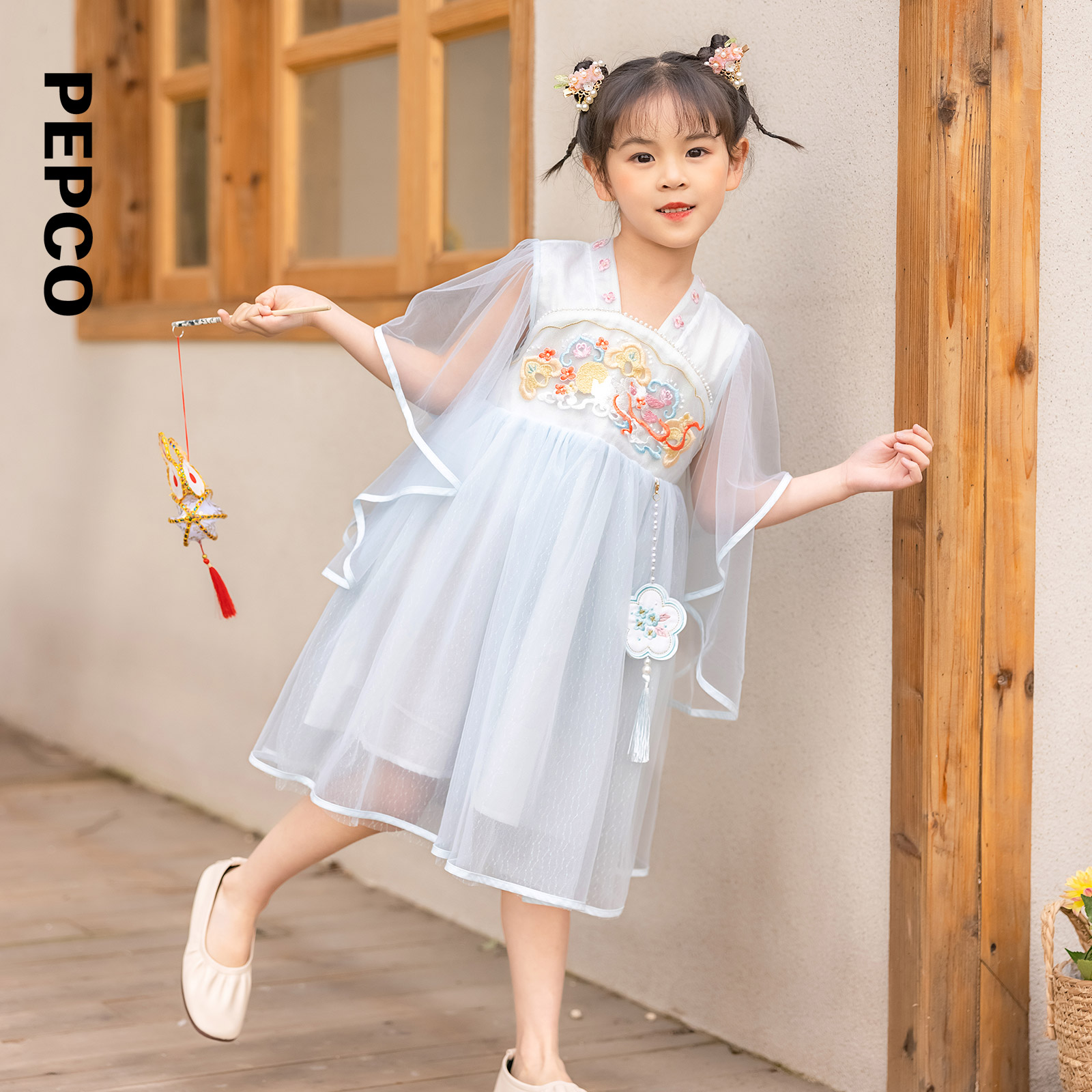 小猪班纳童装夏装新款儿童裙子中大童女童连衣裙纱裙女孩汉服 - 图2