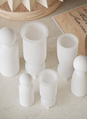 DIY环氧树脂圆形3D立体小人摆件模具简约人像蜡烛香薰硅胶模具S42