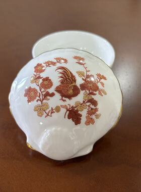 Wedgwood 韦奇伍德 Golden Cockerel 金公鸡描金贝壳型首饰盒瓷罐