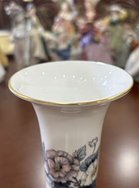 Royal Worcester 皇家伍斯特 英国骨瓷描金花瓶摆件 中古瓷笔筒