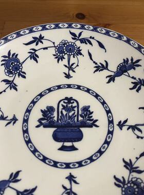 Minton 明顿钻石标 1843-1867年产英国古董青花中式收藏盘 装饰碟