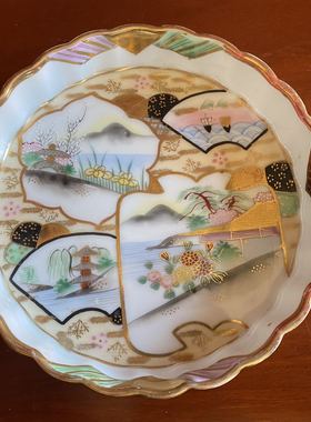 九谷烧 日本手绘老瓷器干果盘稀有八宝盒 孤品收藏摆饰瓷碟饰品盒