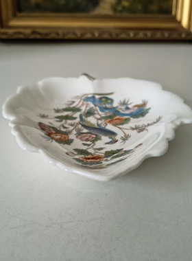 Wedgwood 韦奇伍德 九谷鸟枫叶型小瓷盘 中古收藏花鸟装饰茶包碟