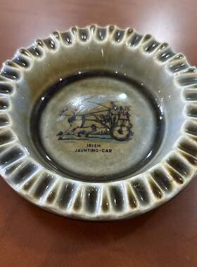 Frich Porcelain 爱尔兰旅行车 马车图案老烟缸 稀有陶瓷雪茄皿