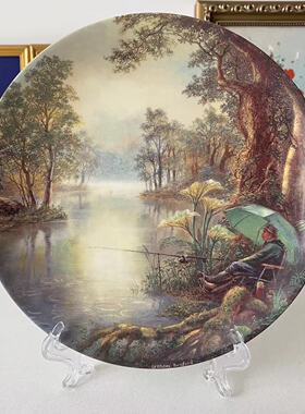 Wedgwood 韦奇伍德 英国钓鱼整套收藏盘 中古装饰风景瓷盘 摆碟