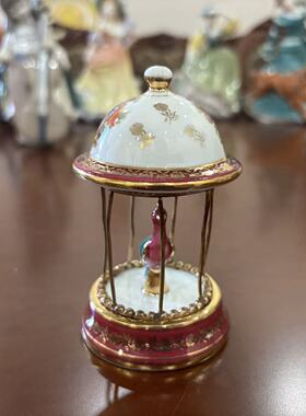 Limoges 利摩日 法国瓷器收藏孤品描金手绘瓷鸟笼 手工装饰瓷摆件