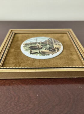 Crown Staff 皇冠斯塔福 欧洲风景瓷板画 英国中古收藏瓷挂画摆件