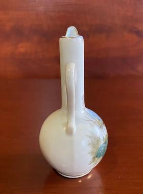 西洋瓷器收藏 欧洲回流手绘花卉昆虫装饰花瓶 中古迷你摆件 瓷瓶