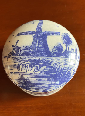 荷兰名瓷 Delft EH 代尔夫特 手绘迷你收藏首饰盒盖盒 珠宝盒瓷罐