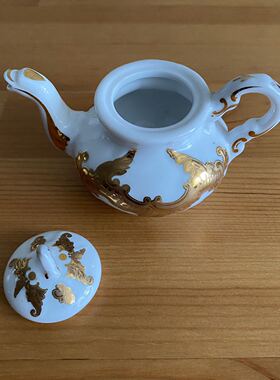 Porcelain Art 西洋收藏艺术瓷壶摆件 中古收藏迷你小茶壶 咖啡壶