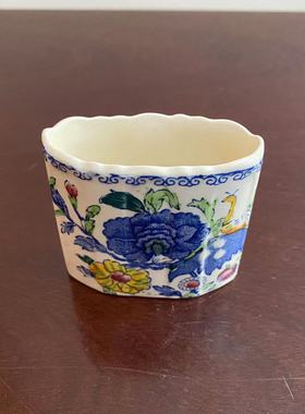 Mason‘s 马森 英国中古瓷牙签盒 西洋收藏老瓷器装饰摆件 糖包罐