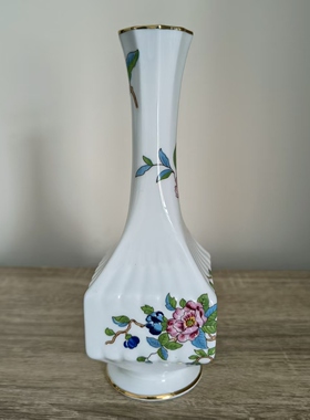 Aynsley 英国安兹丽 pembroke 花鸟系列描金瓷花瓶 摆件花器收藏