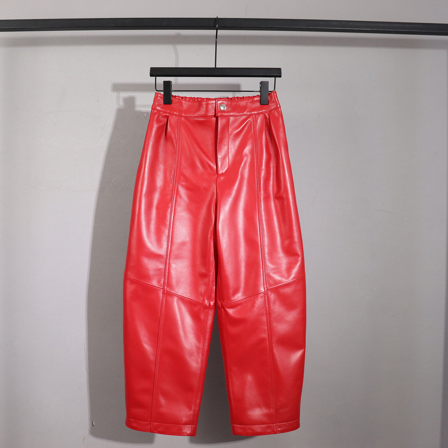 新款女款真皮皮裤女时尚百搭松紧腰阔腿裤宽松高腰显瘦哈伦九分裤,淘宝优惠券,粉丝福利购,淘宝优惠卷