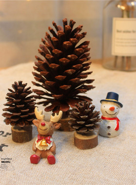 圣诞节松果仰望星空玩偶桌面摆件