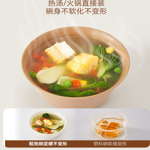 一次性饭碗食品级家用加厚耐高温碗筷套装结婚大野餐户外稻壳餐具 - 图2