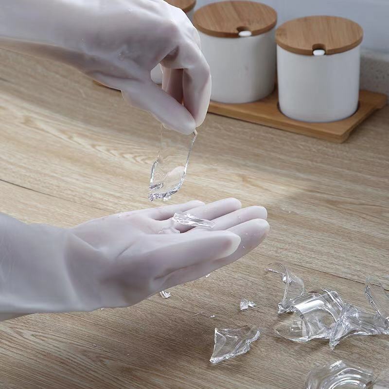 家用厨房洗碗洗衣手套防水耐磨PVC丁晴胶皮清洁防护手套贴手耐用 - 图0