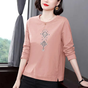 南极人官方正品妈妈纯棉长袖t恤女春秋季宽松上衣中老年女装全棉