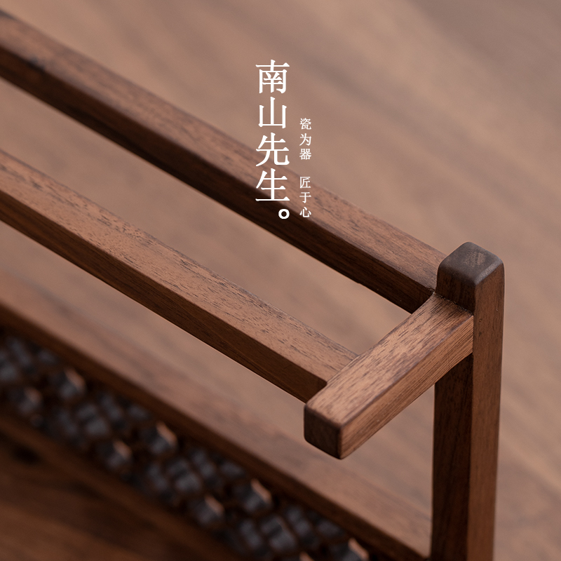 南山先生北美胡桃木置物架桌面茶具收纳架小型中式博古架展架摆件,淘宝优惠券,粉丝福利购,淘宝优惠卷
