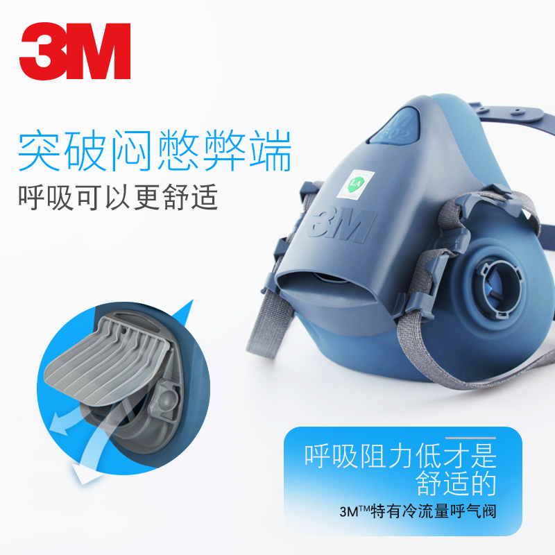 3M7502防毒面具喷漆专用打农药油漆气体防护面覃防工业粉尘鼻罩 - 图0