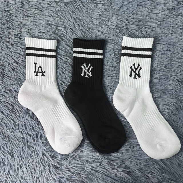 ການຄ້າຕ່າງປະເທດ NY letter socks mid-calf embroidered socks sports