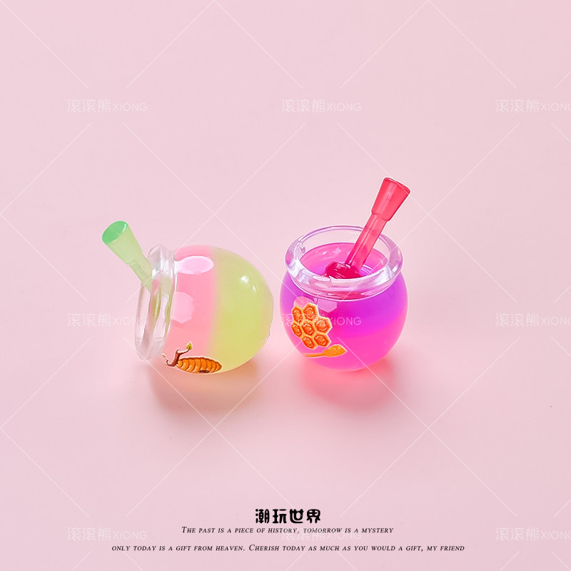 【熊二的蜜罐】高颜值夜光渐变双色蜂蜜罐子仿真迷你模型玩具摆件,淘宝优惠券,粉丝福利购,淘宝优惠卷
