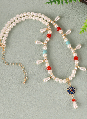 新中式仿珍珠吊坠超仙项链