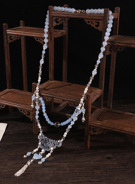 新中式古风汉服蓝色系璎珞项链